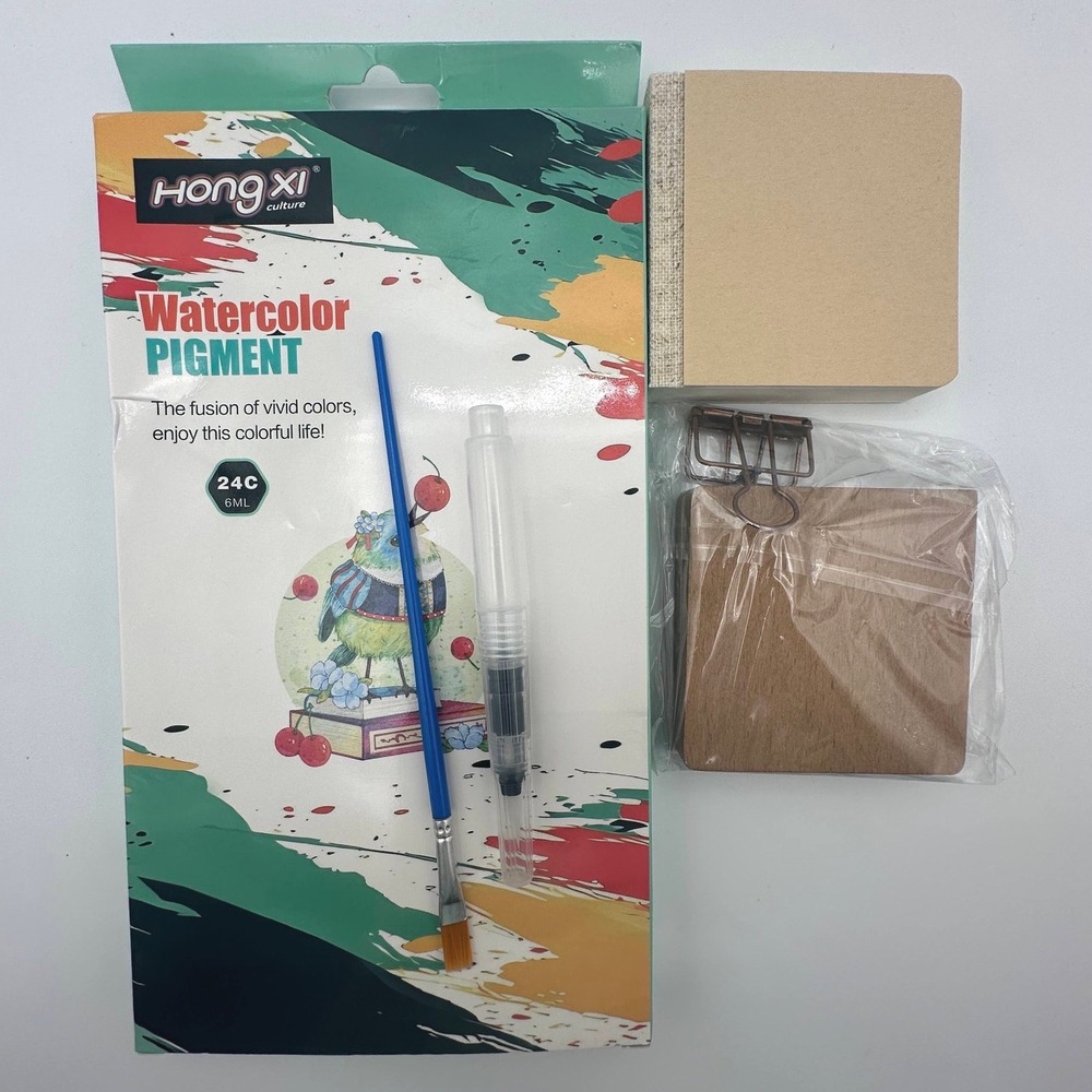 Watercolor Pigment‎ Set 24 Colors 6ml with Brushes and Sketchbook New in Box